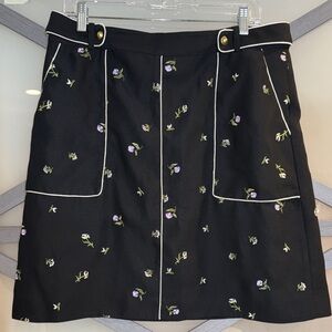 Banana Republic Black Mini Skirt with Floral Embroidery
